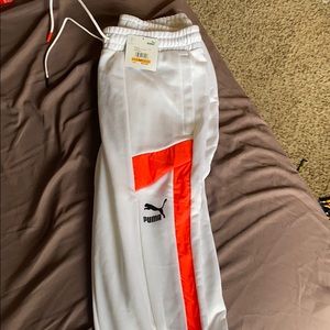 All white Puma Track Pants